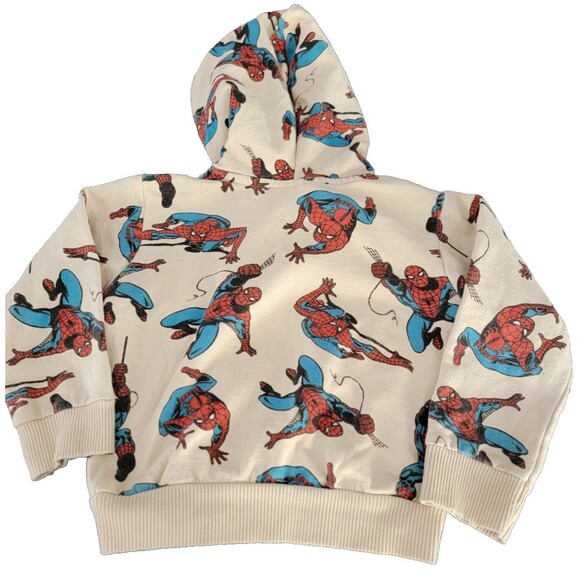 Two (lot)Marvel Spider Man 3T cream and Blue Hoody Sweater - Picture 7 of 9